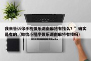 我来告诉你手机微乐湖南麻将有挂么？”确实是有的（微信小程序微乐湖南麻将有挂吗）