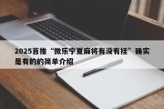 2025首推“微乐宁夏麻将有没有挂”确实是有的的简单介绍