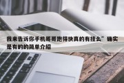 我来告诉你手机哥哥跑得快真的有挂么”确实是有的的简单介绍
