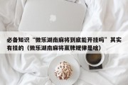 必备知识“微乐湖南麻将到底能开挂吗”其实有挂的（微乐湖南麻将赢牌规律是啥）