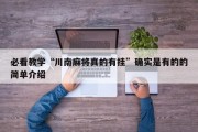 必看教学“川南麻将真的有挂”确实是有的的简单介绍